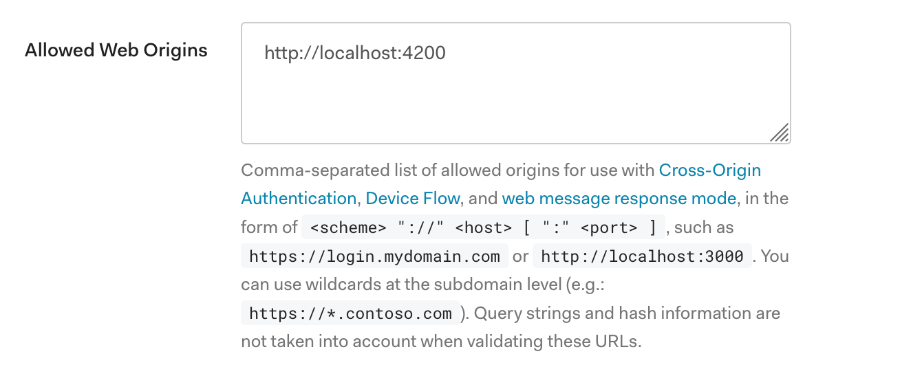 Auth0 Allowed Web Origins