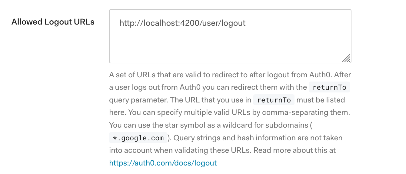 Auth0 logout URL